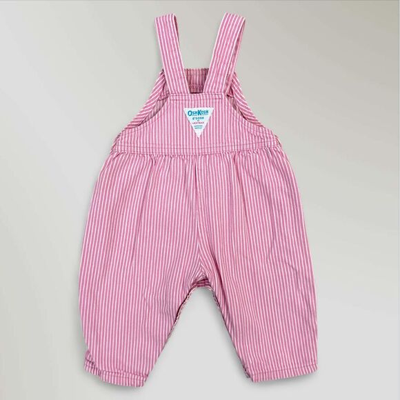 Vtg Baby B'gosh by Oshkosh Overalls Pink White Striped Made in USA Size 6-9 Mo - Picture 4 of 9
